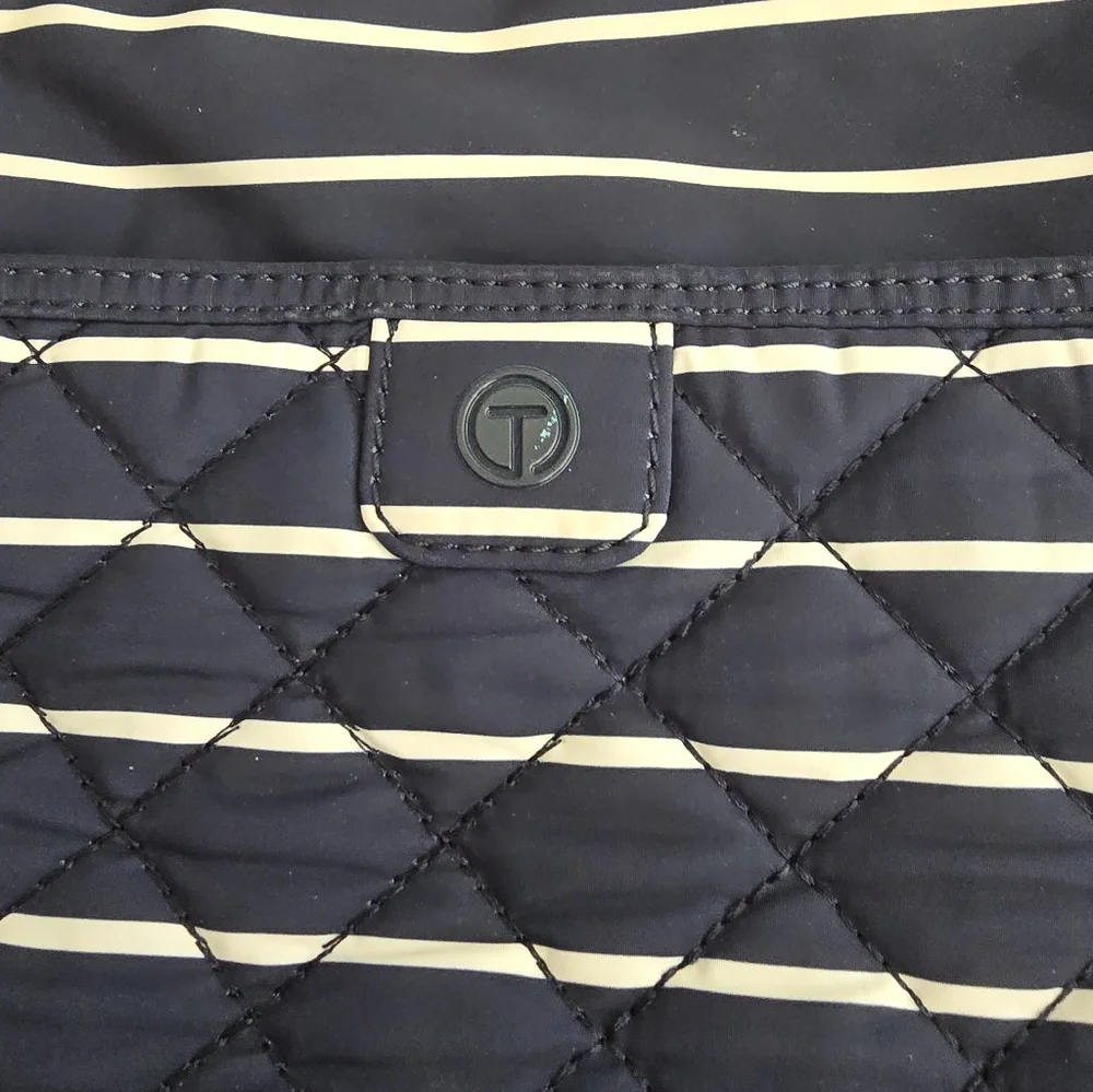 Talbots Crossbody Bag Navy + White Striped Nylon Quilted Medium Purse